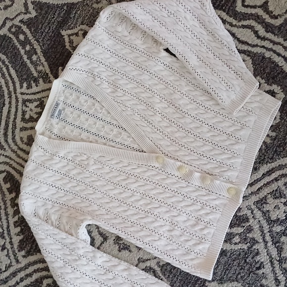 🔥🔥🔥Christie & Jill vintage cableknit V-neck cream cardigan M - Picture 8 of 14